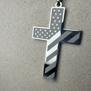 Stainless Steel American Flag Cross Pendant - Men Accessories